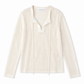 Ivory Sheer Sequin Layered Tee